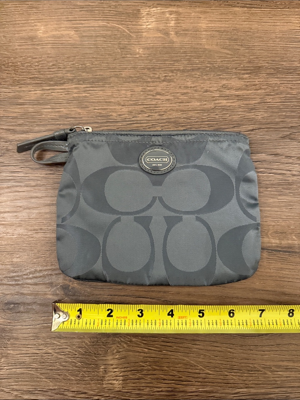COACH Slate Gray Grey Signature Zip Pouch